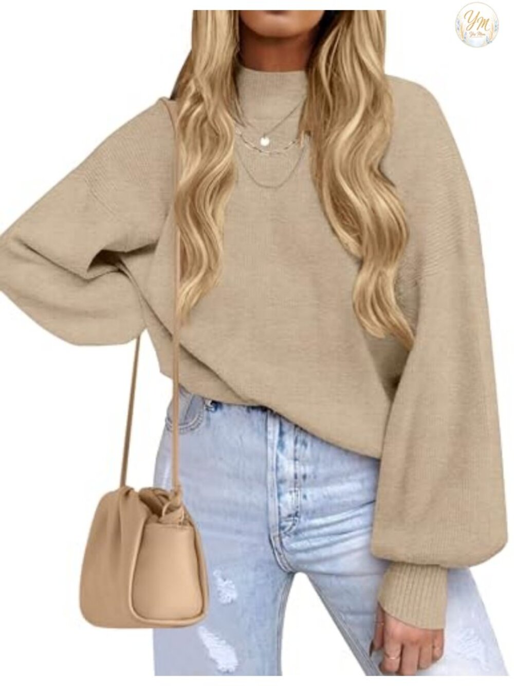Turtleneck Long Sleeve Knit Oversized Sweater Pullover